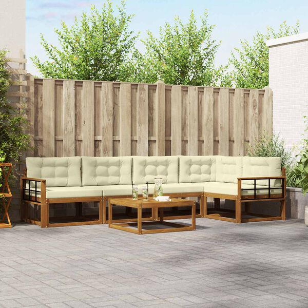 vidaXL Zestaw sof na zewnątrz z poduszką 6 pcs Naturalny i Kremowy