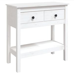 vidaXL Stolik konsolowy, biały, 75x35x75 cm, lite drewno sosnowe