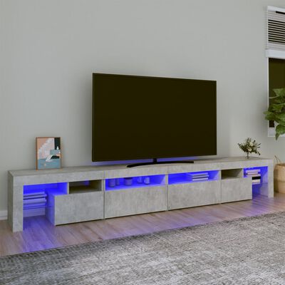 vidaXL Szafka pod TV z oświetleniem LED, szarość betonu, 260x36,5x40cm