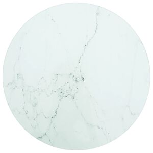 vidaXL Blat do stołu, biały, &Oslash;30x0,8 cm, szkło ze wzorem marmuru