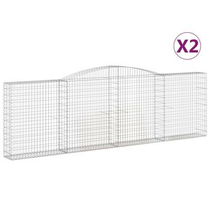 vidaXL Kosze gabionowe, 2 szt, 400x30x120/140 cm, galwanizowane żelazo