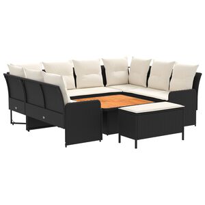 vidaXL Zestawy mebli 7 szt. Czarny i kremowy Rattan PE