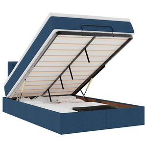 vidaXL Ł&oacute;żko otomana z materacem, niebieskie, 120x200 cm, tkanina