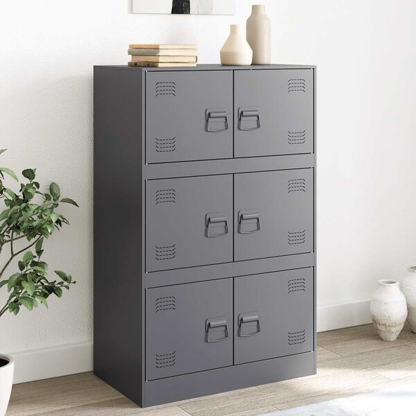 vidaXL Szafka boczna, antracytowa, 67x39x107 cm, stal