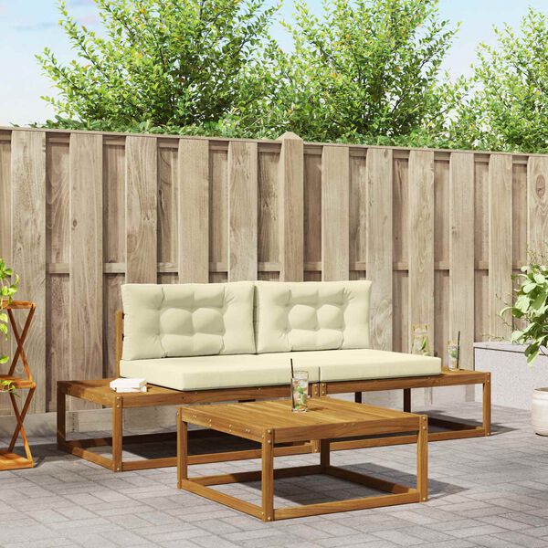 vidaXL Zestaw sof na zewnątrz z poduszką 3 Sztuka Naturalny i Kremowy