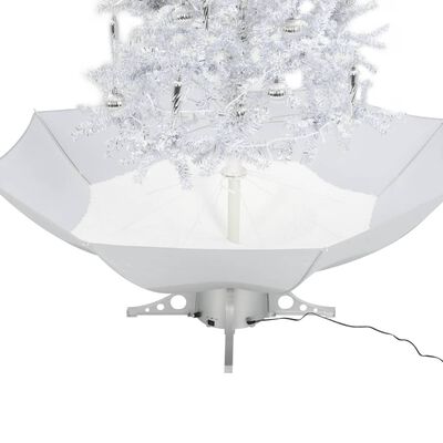 vidaXL Choinka sypiąca śniegiem, podstawa parasolowa, biała, 190 cm