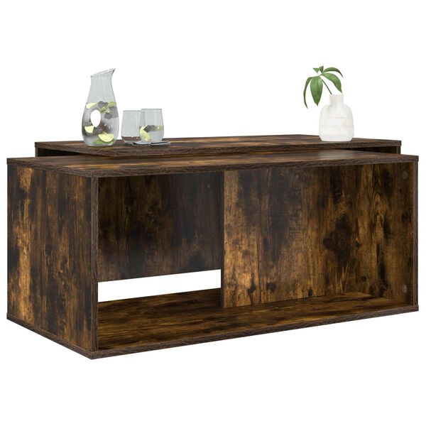 vidaXL Zestaw stolik&oacute;w kawowych 2 pcs Dąb wędzony