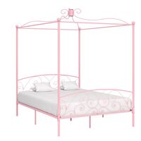 vidaXL Rama łóżka z baldachimem, różowa, metalowa, 180 x 200 cm