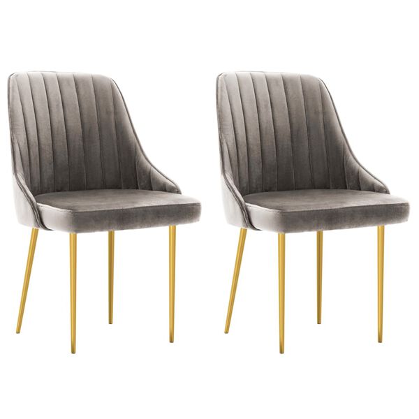 vidaXL Krzesła stołowe, 2 szt., jasnoszare, aksamitne