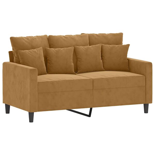 vidaXL Sofa 2-osobowa, brązowy, 120 cm, tapicerowana aksamitem
