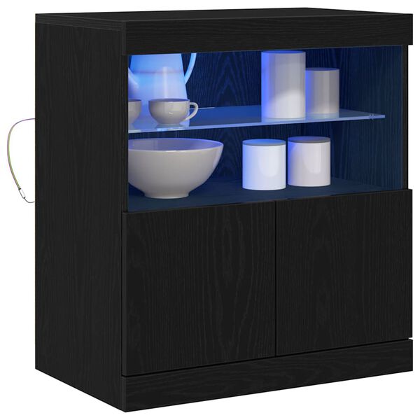 vidaXL Komoda LED Czarny 60,5 x 37 x 67 cm Materiał drewnopochodny