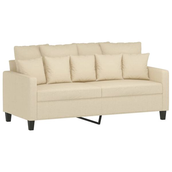 vidaXL 2-osobowa sofa, kremowa, 140 cm, tapicerowana tkaniną