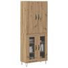 vidaXL Highboard 2 pcs Dąb rzemieślniczy Drewno inżynieryjne i szkło