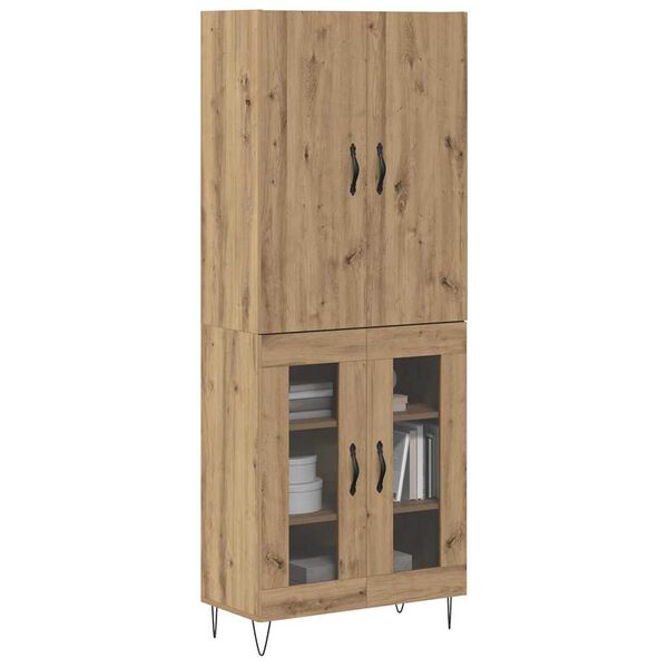 vidaXL Highboard 2 pcs Dąb rzemieślniczy Drewno inżynieryjne i szkło