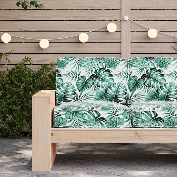 vidaXL Zestaw poduszek na paletę 2 pcs Wz&oacute;r w liście 60 x 60 x 12 cm