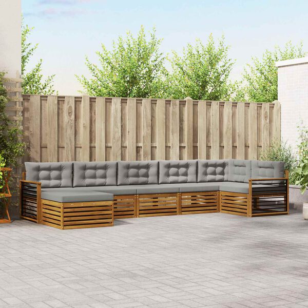 vidaXL Zestawy sof 7 pcs Naturalny i Jasny Szary Lite Drewno Akacji