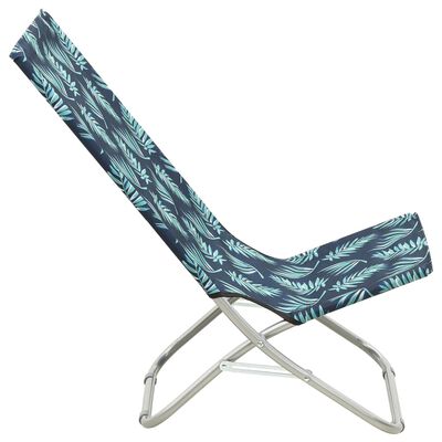 vidaXL Składane krzesła plażowe, 2 szt., wzór w liście, obite tkaniną