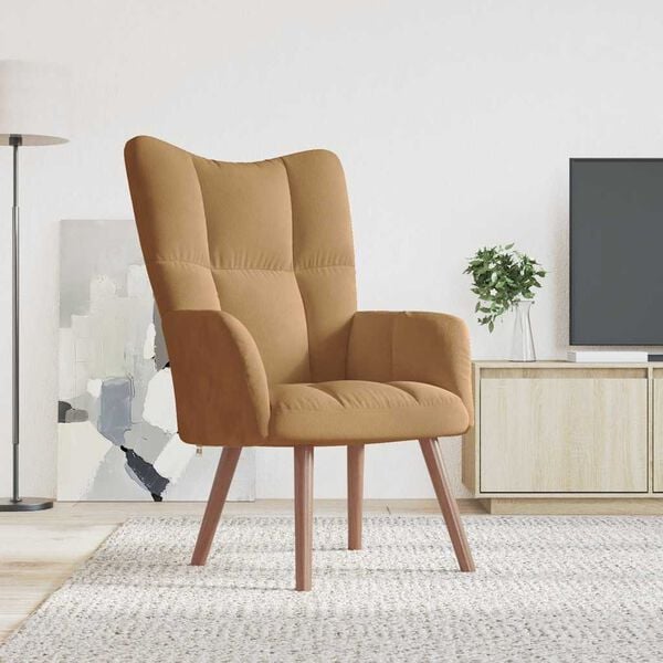 vidaXL Fotel, brązowy, obity aksamitem