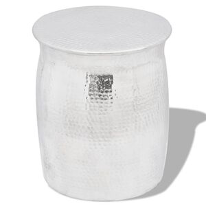 vidaXL Stolik kawowy/stołek z młotkowanego aluminium, kolor srebrny