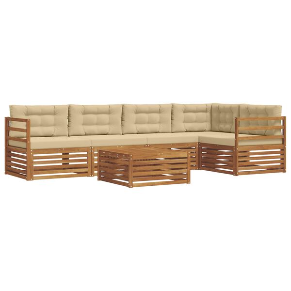 vidaXL Zestaw sof na zewnątrz z poduszką 6 pcs Naturalny i Beżowy