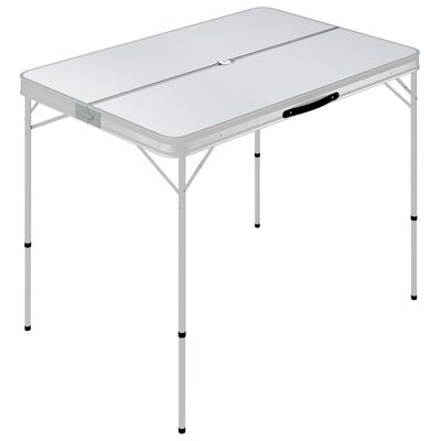 vidaXL Składany stolik turystyczny z 2 ławkami, aluminium, biały