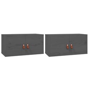 vidaXL Szafki ścienne, 2 szt., szare 60x30x30 cm, lite drewno sosnowe