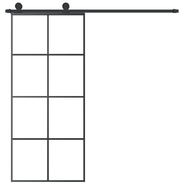 vidaXL Drzwi przesuwne z osprzętem, 90x205 cm, szkło ESG i aluminium