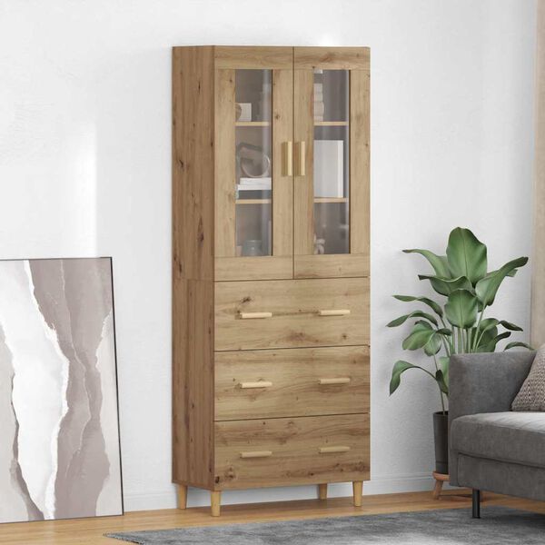 vidaXL Highboard z szufladą Dąb rzemieślniczy 69,5 x 34 x 180 cm