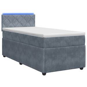 vidaXL Ł&oacute;żko Box Spring z materacem i LED ciemnoszary 90 x 190 cm