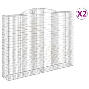 vidaXL Kosze gabionowe, 2 szt, 300x50x220/240 cm, galwanizowane żelazo