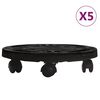 vidaXL Podstawki pod donicę, z k&oacute;łkami, 5 szt., 30 cm, czarne, 170 kg
