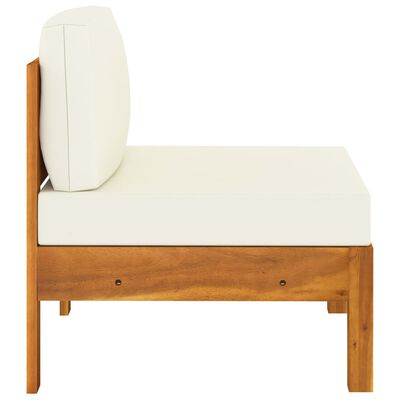 vidaXL 2 sofy środkowe z kremowymi poduszkami, lite drewno akacjowe