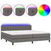 vidaXL Ł&oacute;żko kontynentalne z materacem i LED, szara ekosk&oacute;ra 200x200cm