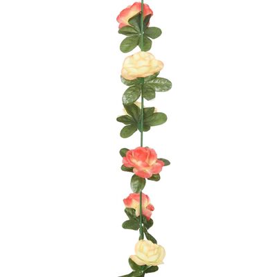 vidaXL Sztuczne girlandy kwiatowe, 6 szt., różano-szampańskie, 240 cm