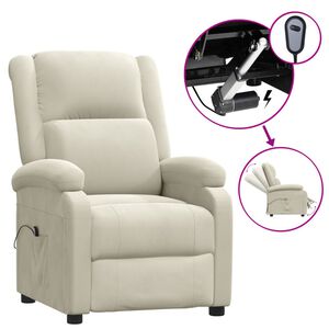 vidaXL Elektryczny fotel rozkładany, kremowy, obity aksamitem