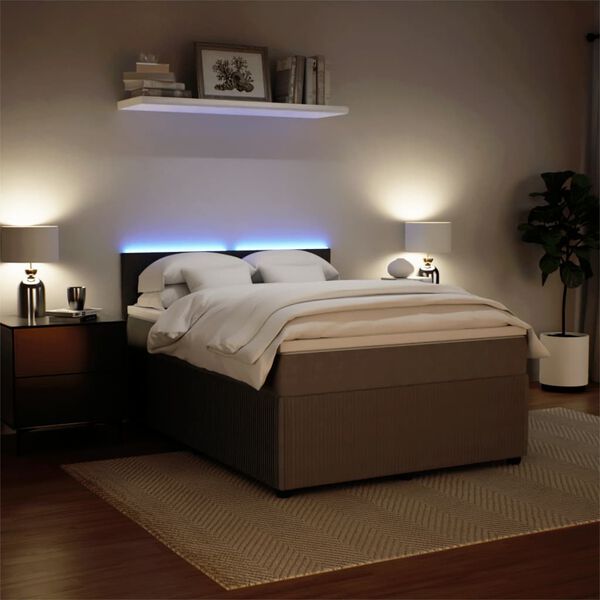 vidaXL Ł&oacute;żko kontynentalne z materacem, jasnoszare, aksamit, 140x190cm