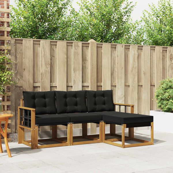 vidaXL Zestaw sof na zewnątrz z poduszką 4 pcs Naturalny i czarny