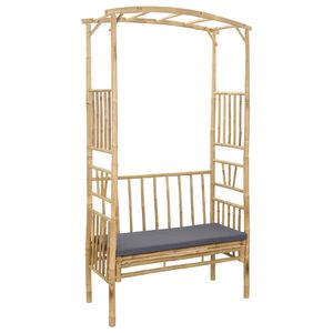 vidaXL Łuk ogrodowy z ławką ciemnoszary 115 x 50 x 205 cm Bambus