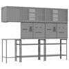 vidaXL Zestaw szafek roboczych z p&oacute;łką Z blokadą 10 pcs Czarny i szary