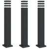 vidaXL Zewnętrzne lampy stojące, 3 szt., czarne, 80 cm, aluminium