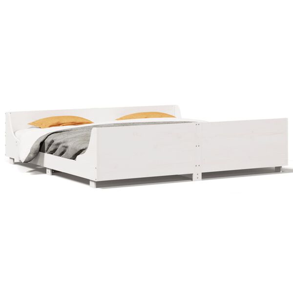 vidaXL Ł&oacute;żko bez materaca, białe, 200x200 cm, lite drewno sosnowe