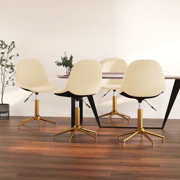 vidaXL Obrotowe krzesła stołowe, 4 szt., kremowe, obite aksamitem