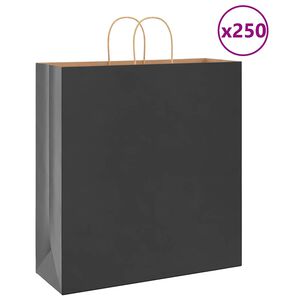 vidaXL Torby papierowe 250 szt. z uchwytami Czarne 45x17x48 cm
