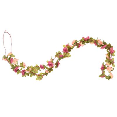 vidaXL Sztuczne girlandy kwiatowe, 6 szt., różana czerwień, 250 cm