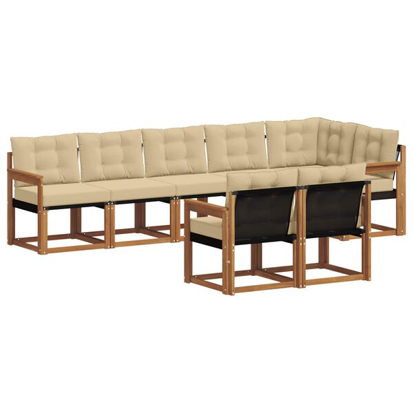 vidaXL Zestaw sof na zewnątrz z poduszką 8 pcs Naturalny i Beżowy