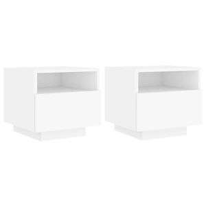 vidaXL Szafki nocne z oświetleniem LED, 2 szt., białe, 40x39x37 cm