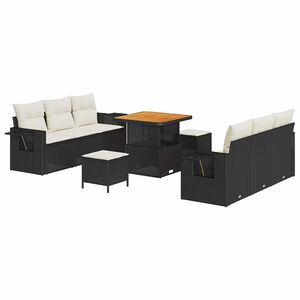 vidaXL Zestaw Sof na Ogr&oacute;d z poduszką 9 pcs Czarny polirattan