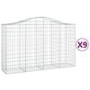 vidaXL Kosze gabionowe, 9 szt, 200x50x120/140 cm, galwanizowane żelazo