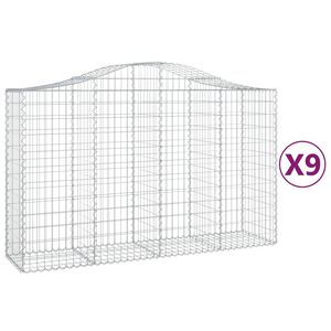vidaXL Kosze gabionowe, 9 szt, 200x50x120/140 cm, galwanizowane żelazo