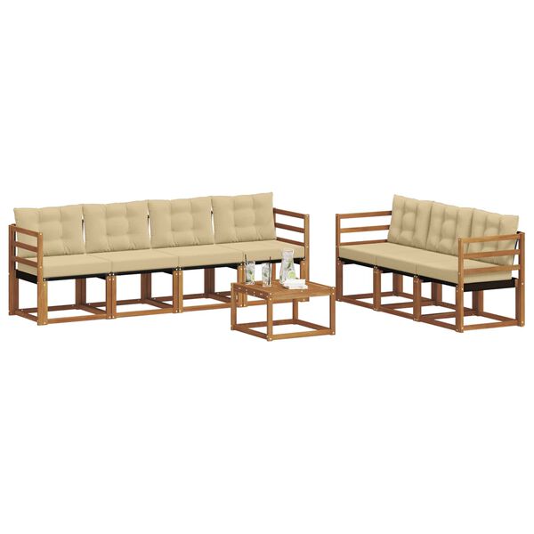vidaXL Zestaw sof na zewnątrz z poduszką 8 pcs Naturalny i Beżowy